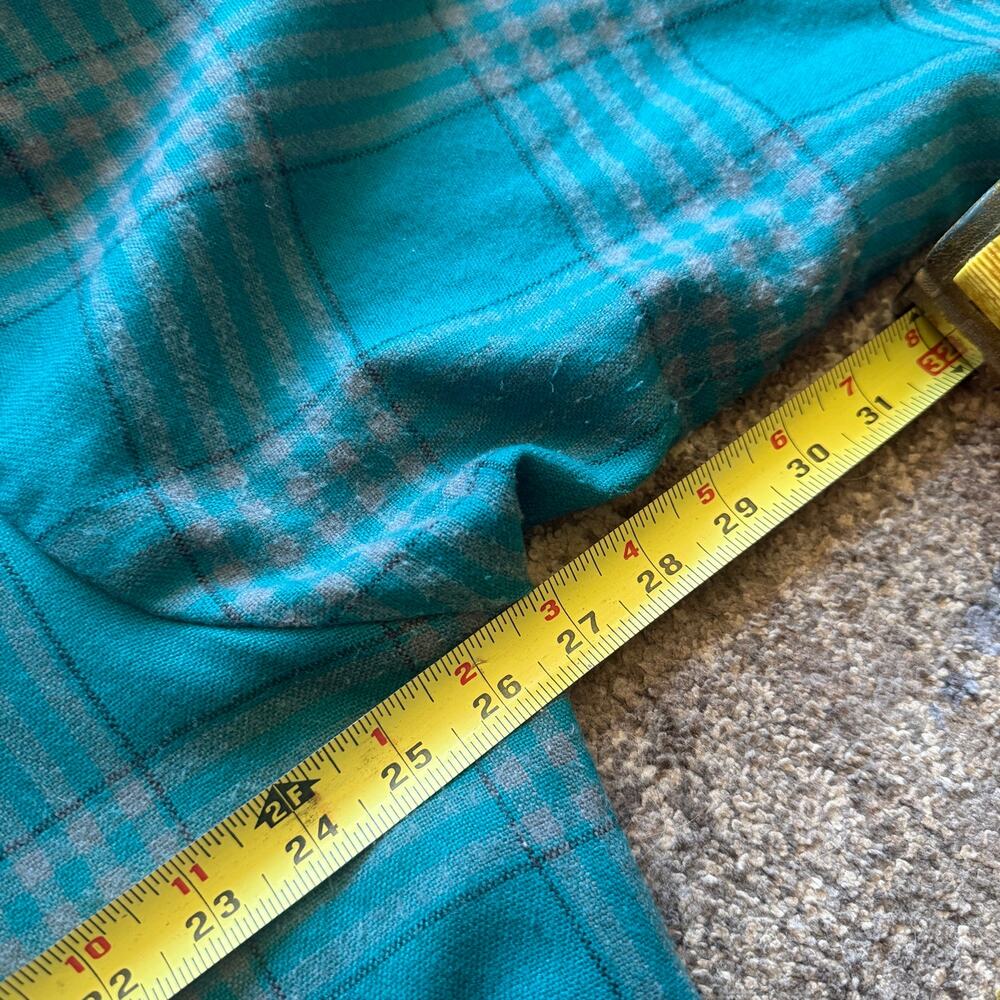 Men's Vintage 80's Winterweights Teal Blue Gray Flannel Long Sleeve Shirt Sz XL - Picture 7 of 8